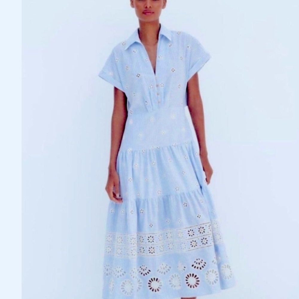 🌸 NWOT ZARA Summer Embroidery Dress – Size XL 🌸